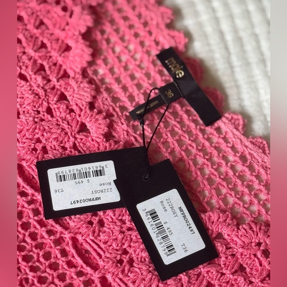 Maje Crochet Knit Mini Pink Dress - Picture 5 of 5
